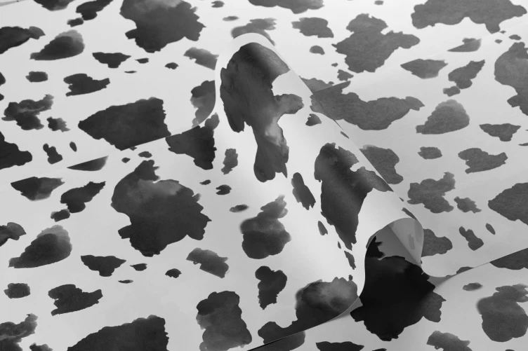 Papier Peint Animalier Gris Et Blanc - Effet Peau De Bête, Style Tendance Pour Déco Murale