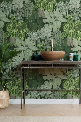 Living Wall Green Plants Pattern Wallpaper - Hovia