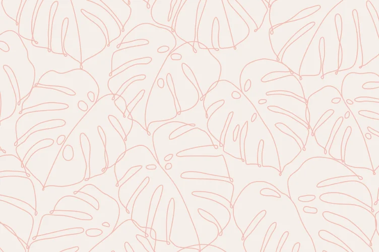 Pink Monstera Leaf Line Drawing Pattern Wallpaper - Hovia