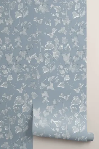 Blaue Vintage-Efeu Tapete - Hovia
