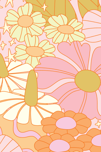 Elizabeth Olwen Cosmic Floral Pink Mural - Hovia