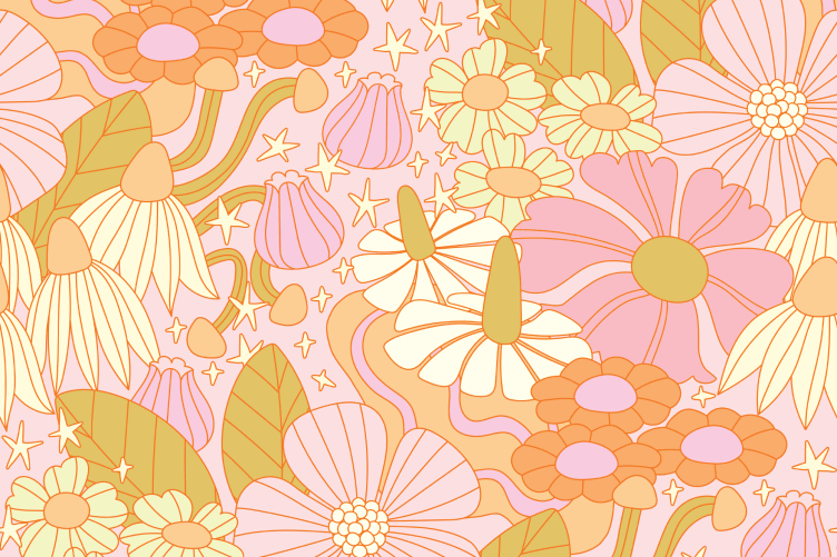 Elizabeth Olwen Cosmic Floral Pink Mural - Hovia
