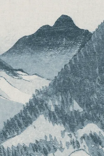 Blue Japanese Mountain Landscape Art Mural – Hovia - Hovia