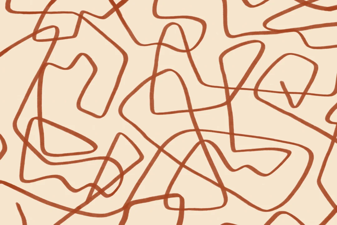 Terracotta & Beige Cool Doodle Abstract Wallpaper Mural