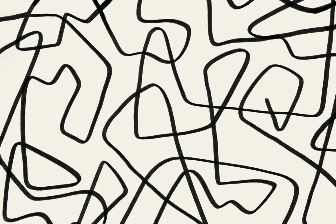 Svart og beige abstrakt doodle-fototapet
