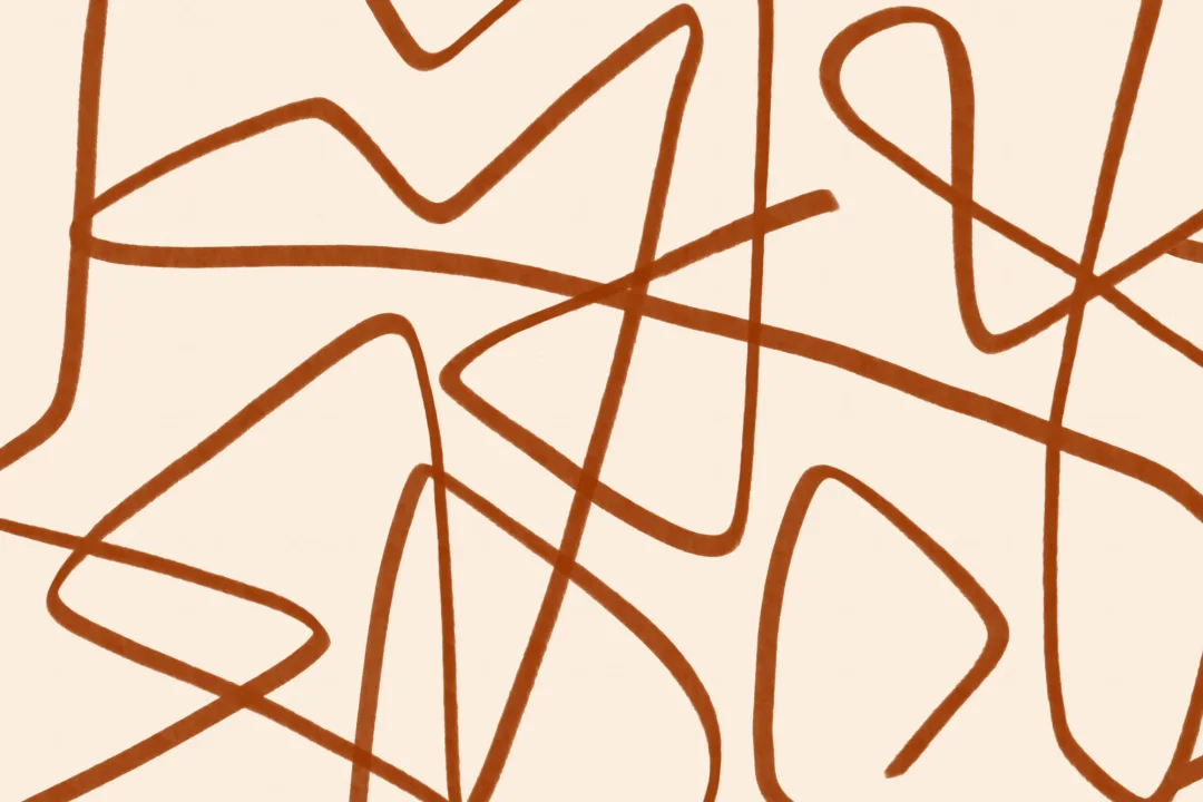Terracotta & Beige vågig linje abstrakt fototapet