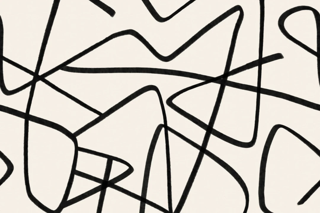 Black & Beige Abstract Line Art Wall Mural