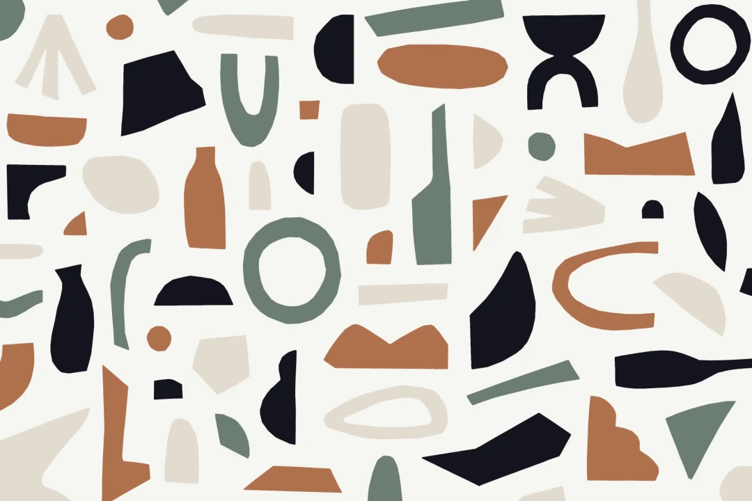 Navy & Brown Abstract Shapes Wallpaper Mural