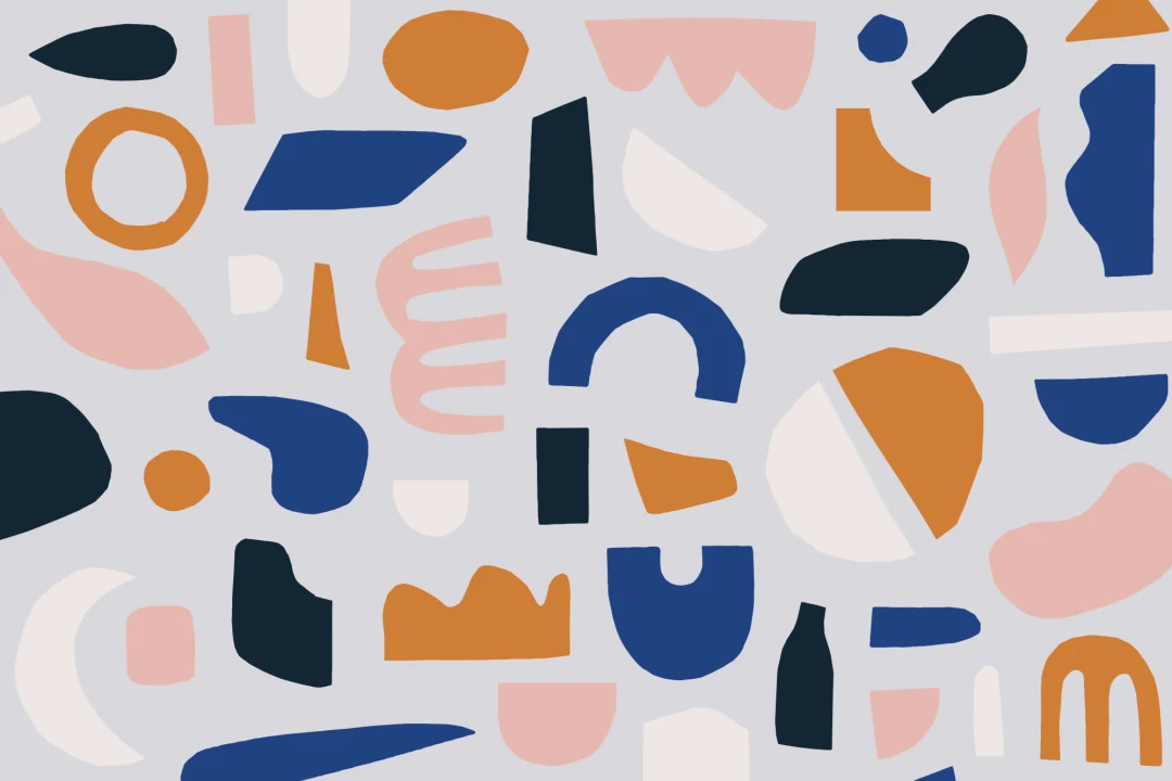 Blue & Brown Rustic Abstract Shapes Wallpaper Mural