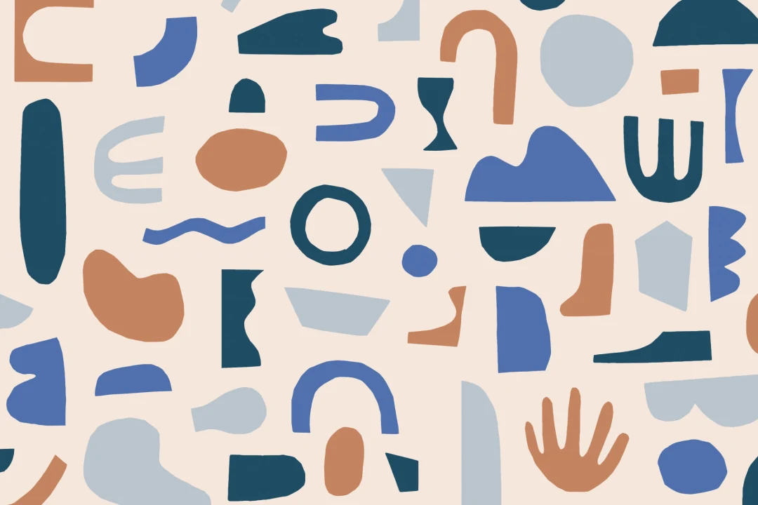 Blue & Neutral Abstract Shapes Wallpaper Mural