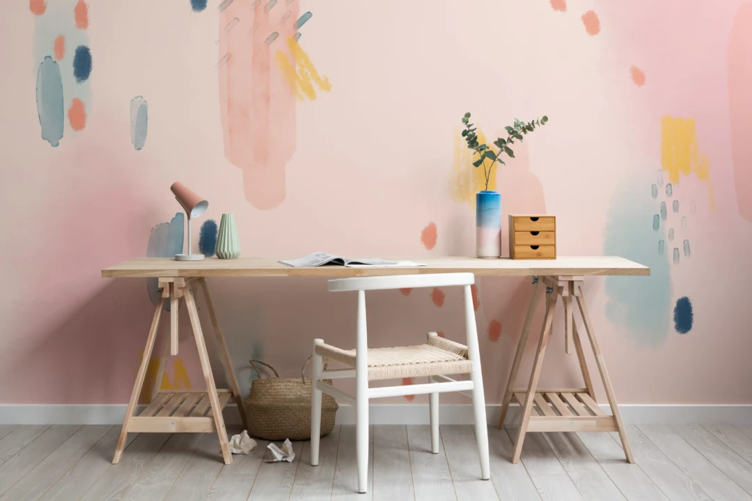 Multi-Colored Paint Brush Strokes Abstract Wallpaper Mural