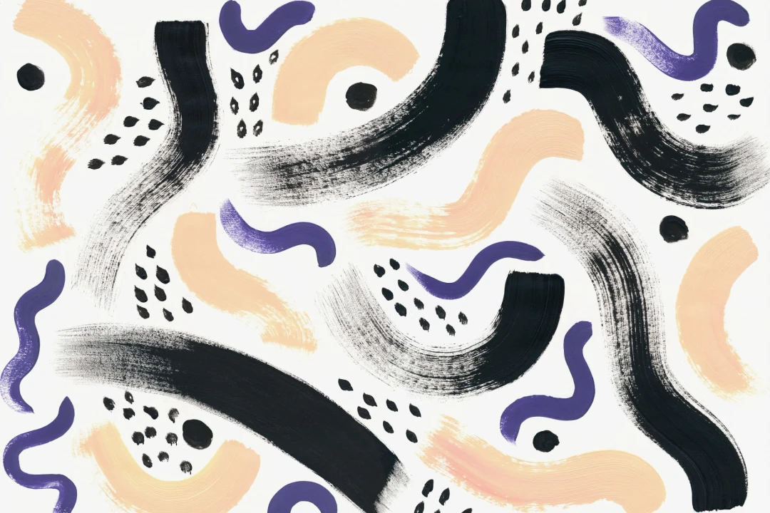 Black & Purple Paint Brush Strokes Abstract Wallpaper Mural