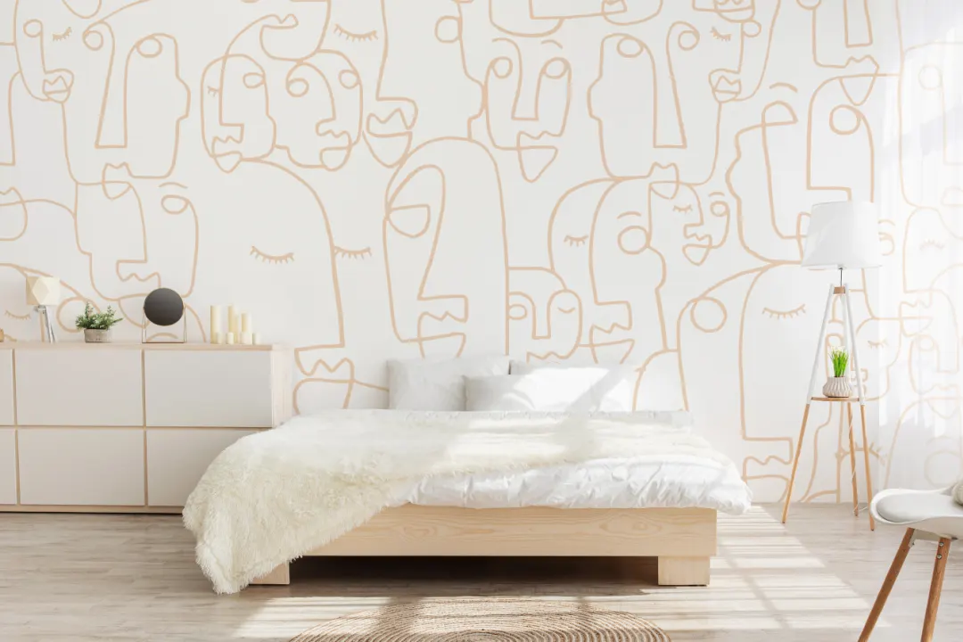 Alaston suuri viiva piirustus Face kuvatapetti
