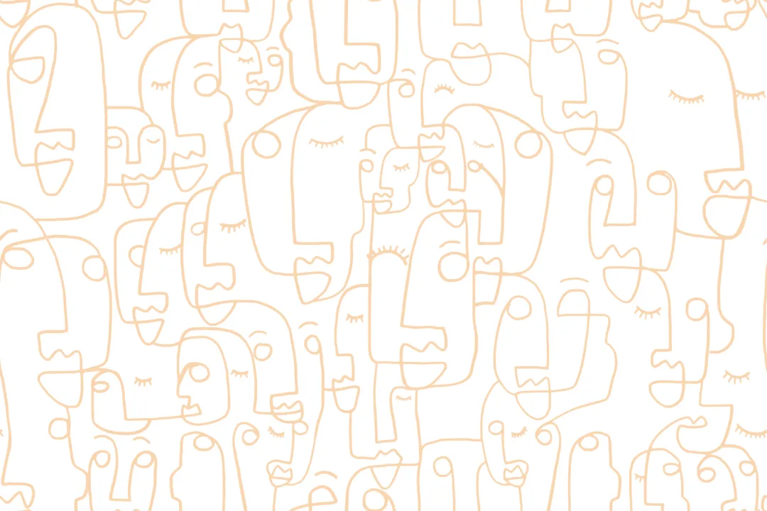 Mural Papel Pintado Perfiles de Caras Dibujadas de Color Beige