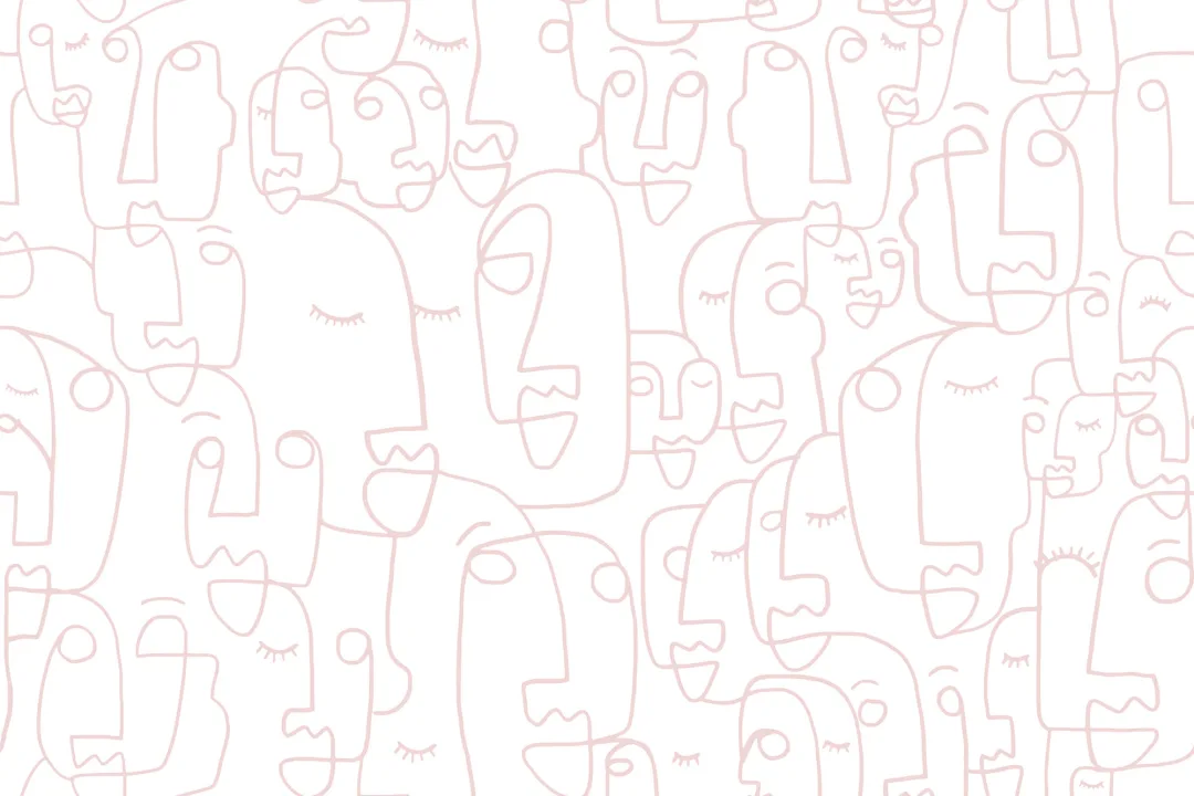 Dusty Pink Line Drawing Face Wallpaper Mural