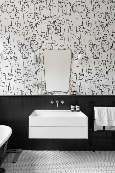 Mural Papel Pintado Perfiles de Caras Dibujadas