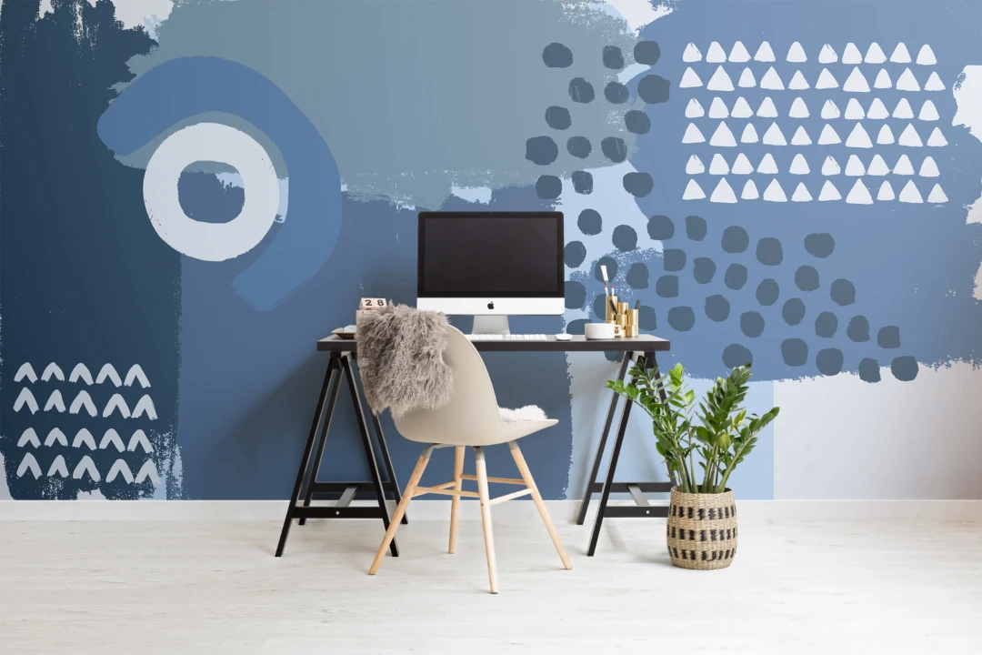 Blue Abstract Painting Wallpaper Mural