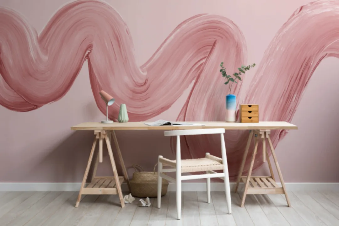 Pink Paint Brush Stroke Squiggle Wallpaper Mural