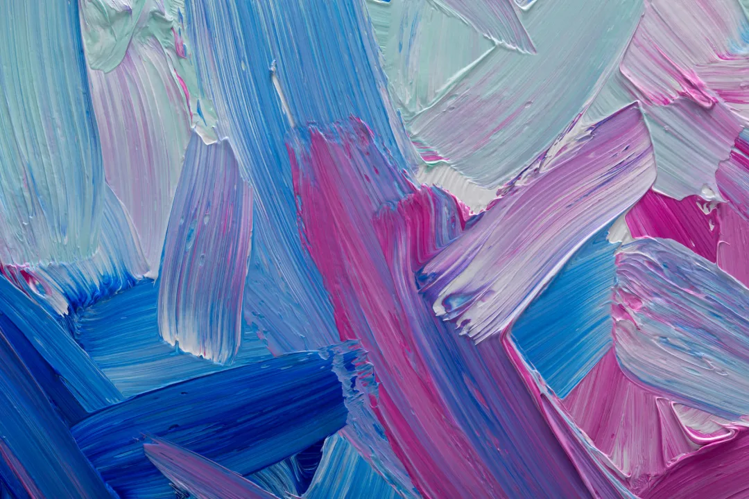 Blue & Pink Mixed Paint Brush Effect Wallpaper Mural