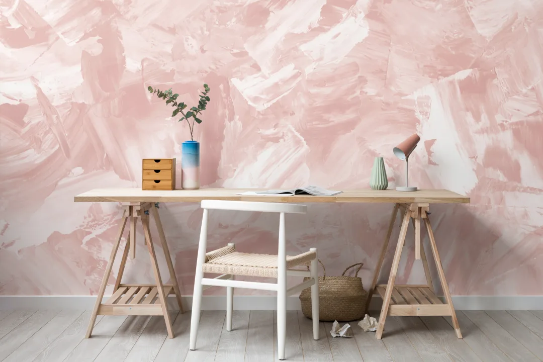 Rose Beige Abstrakt Paint Stroke Tapet Vægmaleri