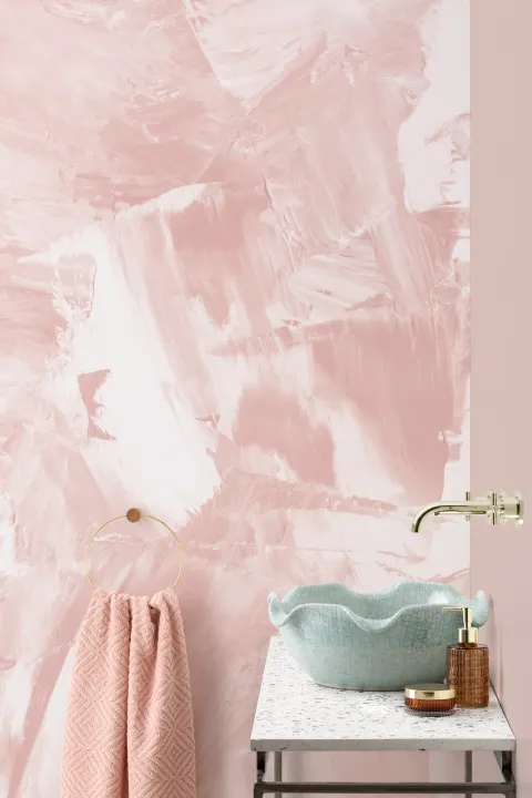 Rose Beige Abstract Paint Stroke Wallpaper Mural