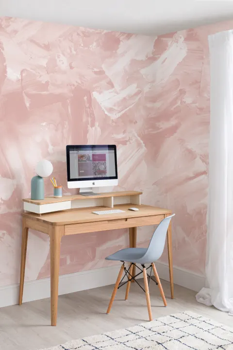Mural Papel Pintado con Pintura Abstracta Rosa Beige