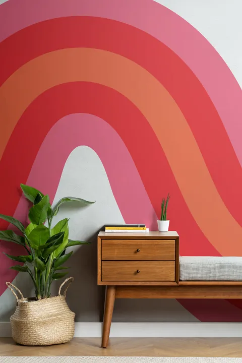 Pink & Orange Retro Wave Wallpaper Mural