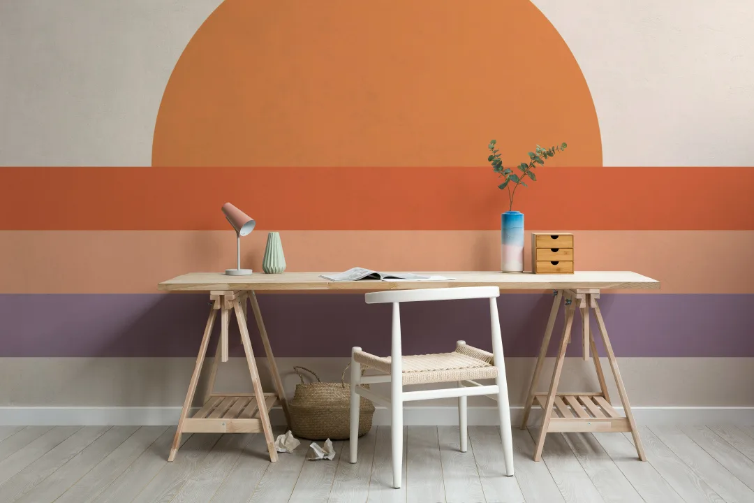70’s Orange Sunset Block Color Retro Wallpaper Mural