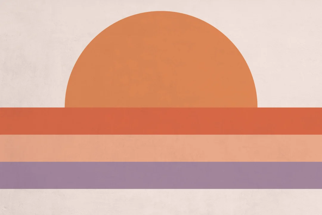 70’s Orange Sunset Block Color Retro Wallpaper Mural