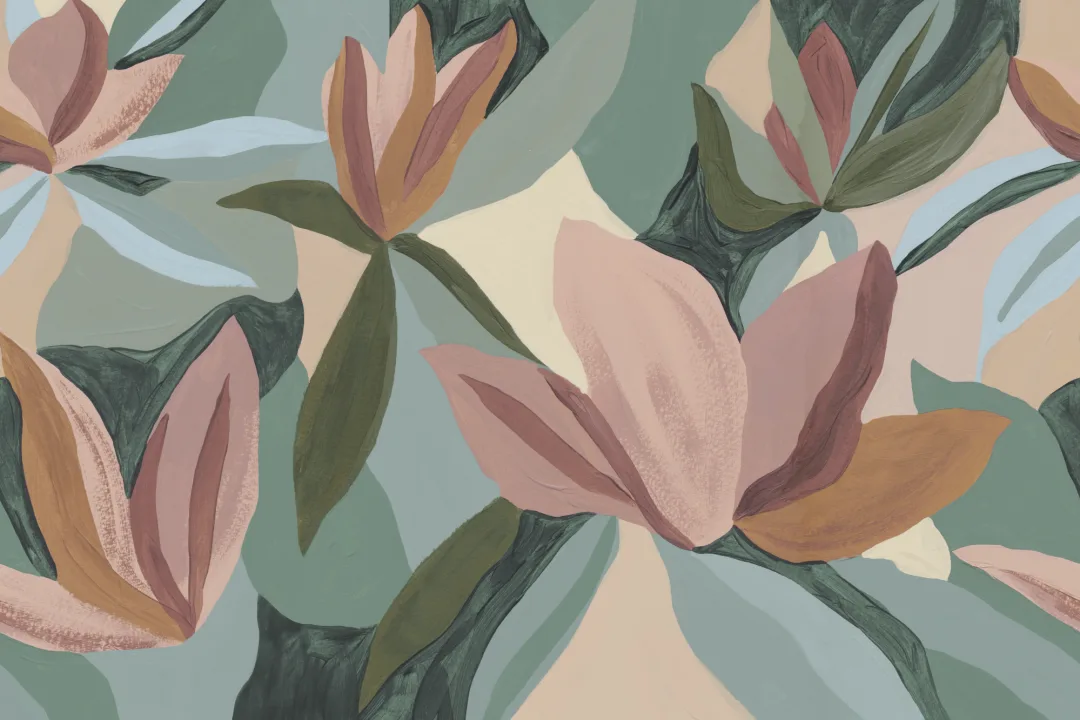 Fresque murale botanique florale multicolore moderne nature