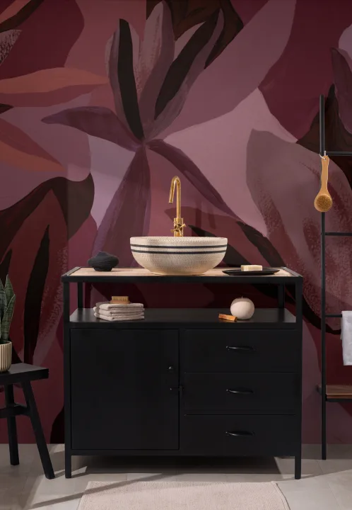 Flerfärgad mörk blommig art deco mural-tapeter för fantastiska rum