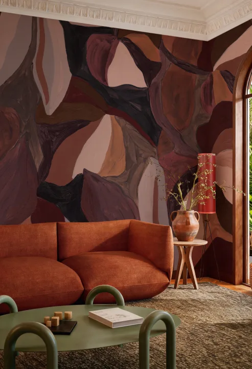 Dark Muted Abstract Art Contemporary Mural