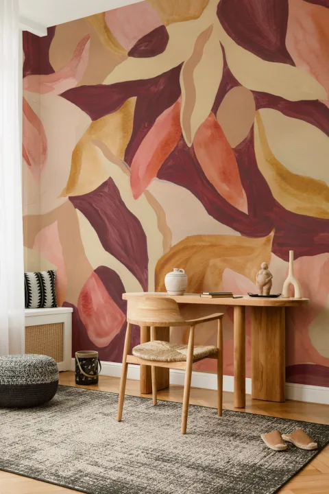 Flerfärgad abstrakt blommig djärv mural-tapet