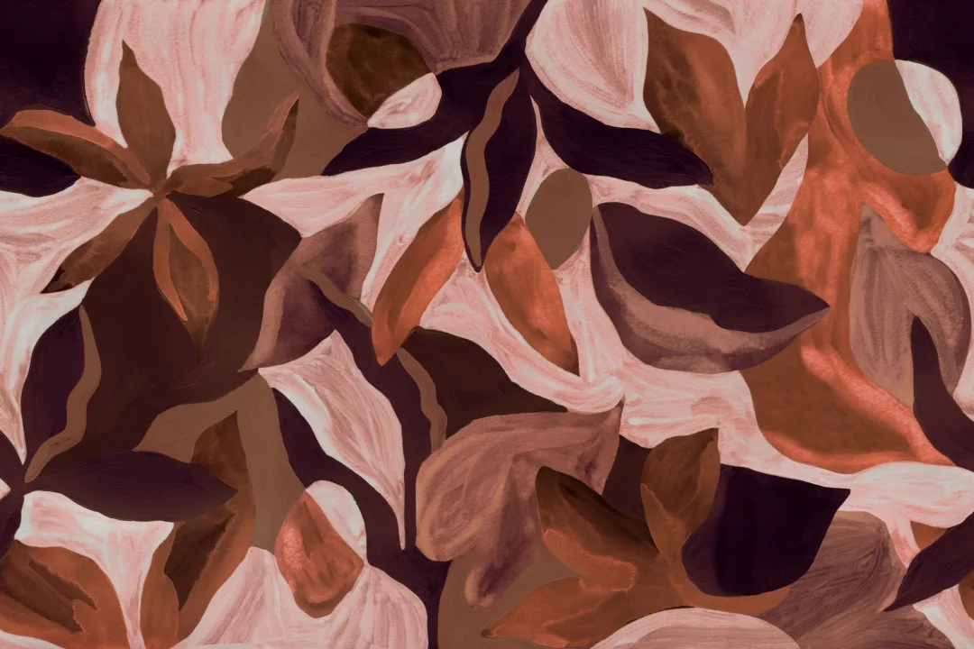 Multicolor Abstract Dark Botanical Mural For Dramatic Spaces