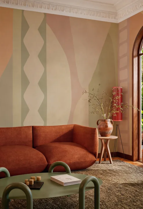 Warm Abstract Multicolor Geometric Mural