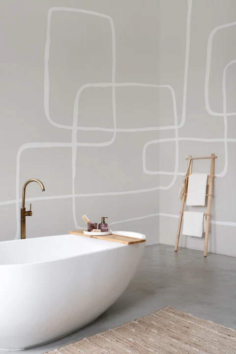 Mural Papel Pintado Gris y Blanco Minimalista con Líneas