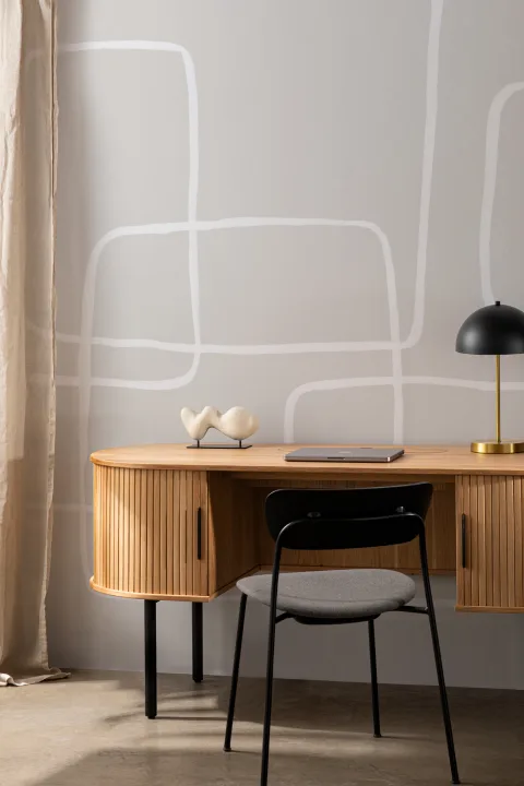 Mural Papel Pintado Gris y Blanco Minimalista con Líneas