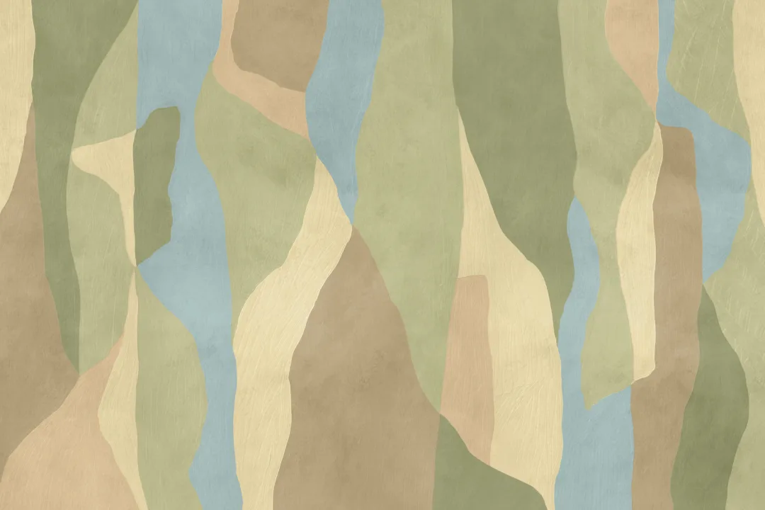 Grön abstrakt modern mural-tapet med lugnande jordnära toner