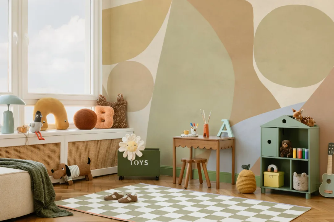 Multicolor Abstract Shapes Contemporary Wall Mural Design Mural