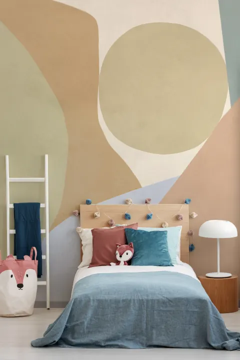 Multicolor Abstract Shapes Contemporary Wall Mural Design Mural