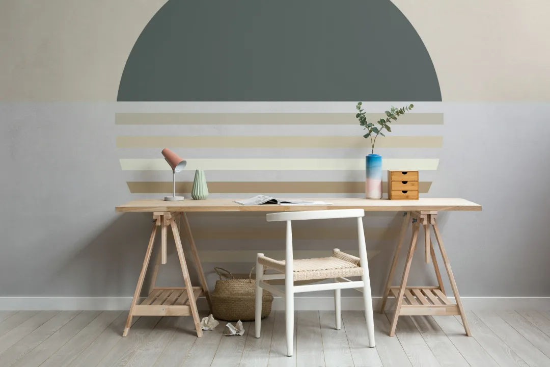 Mural de papel de parede neutro de círculos abstractos