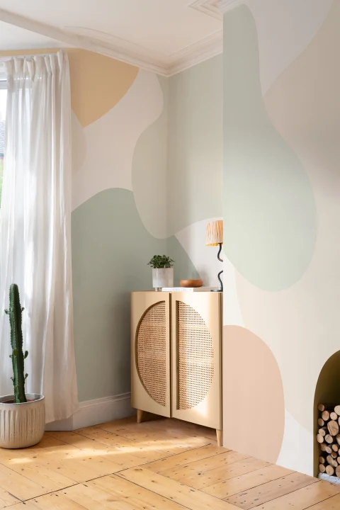 Mural formas abstractas pastel