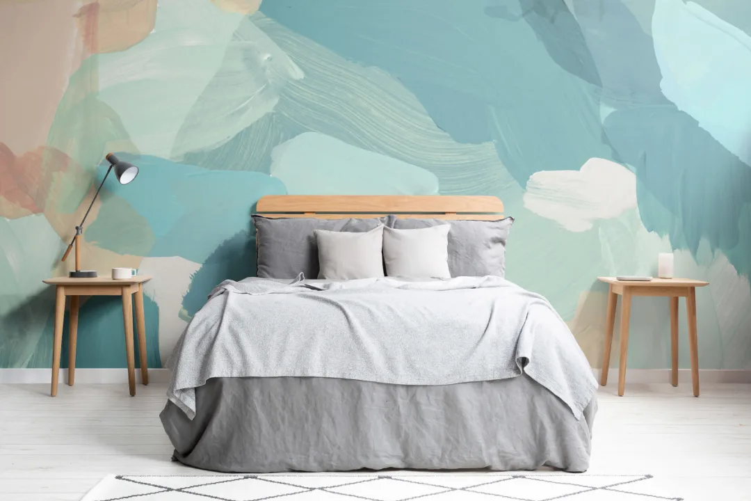 Albastru pictat Abstract Art Wall Mural