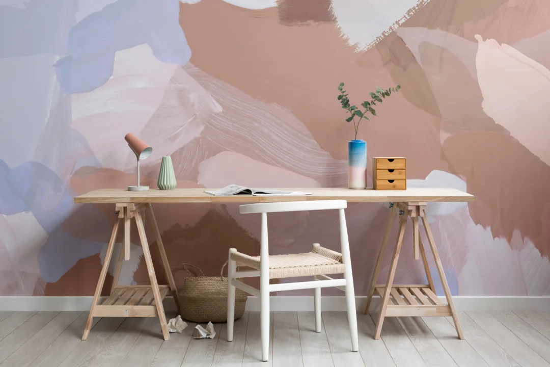 Lilac and Red Abstract Art Wall Mural