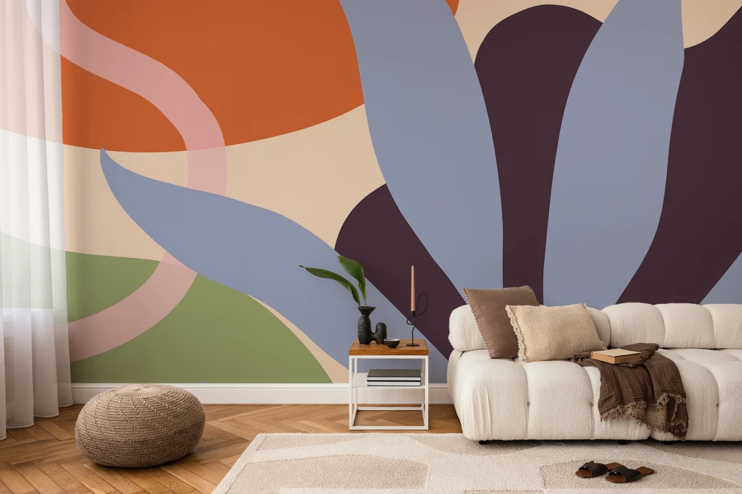 Multicolor Large Abstract Tropical Leaves Wallpaper Mural
