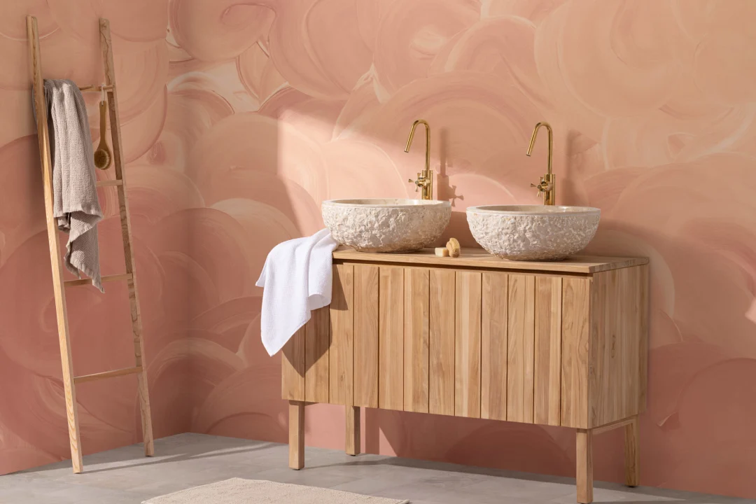 Orange Painted Swirl Brush Strokes Wall Mural