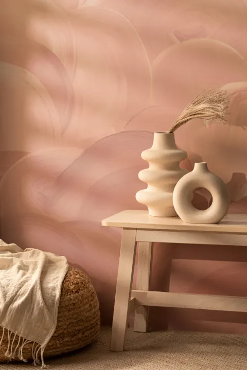 Orange Painted Swirl Brush Strokes Wall Mural