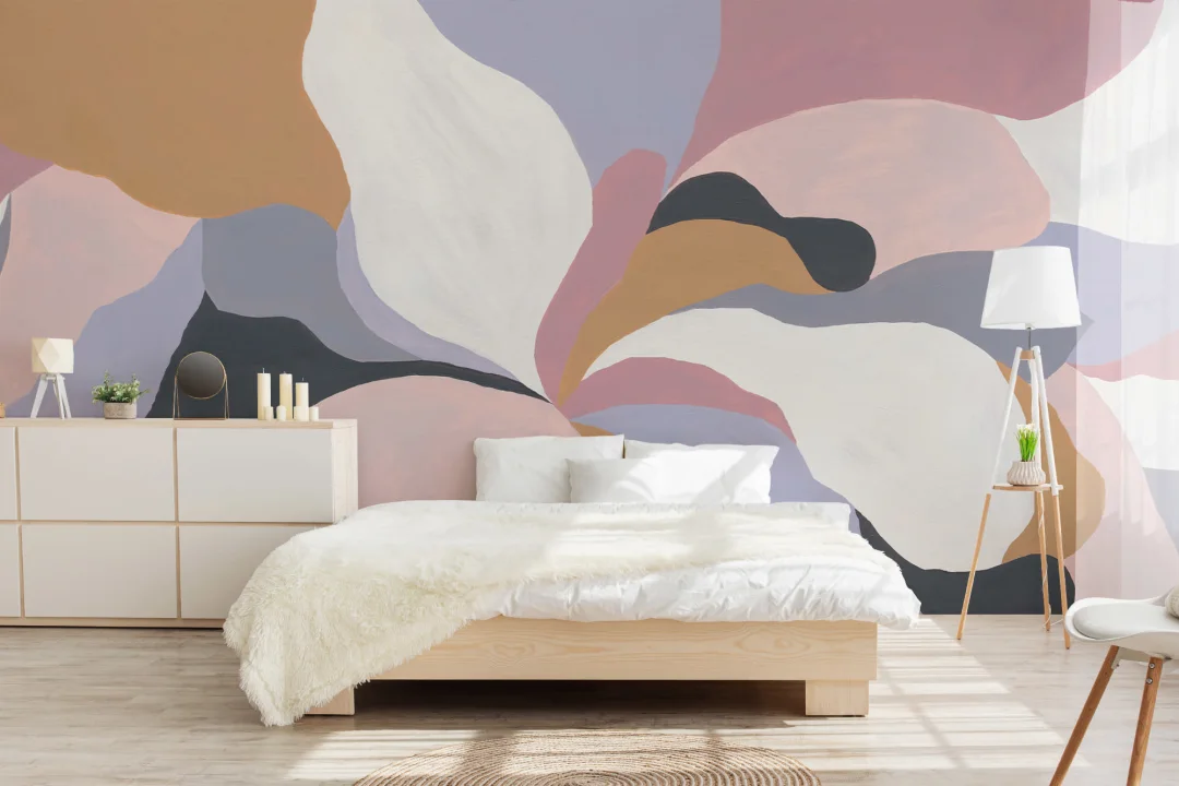 Colorful Abstract Magnolia Flower Mural