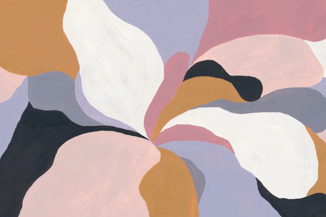 Colorful Abstract Magnolia Flower Mural