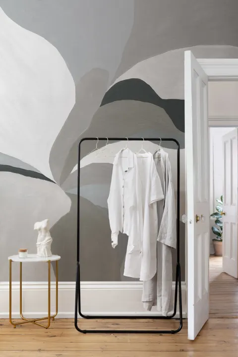 Neutral Abstract Magnolia Flower Mural